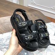 Chanel sandals black lambskin with gold hardware - 2