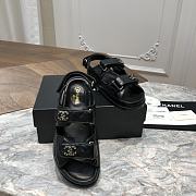 Chanel sandals black lambskin with gold hardware - 5