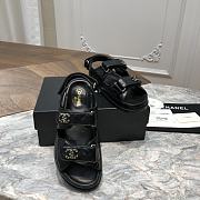 Chanel sandals black lambskin with gold hardware - 3