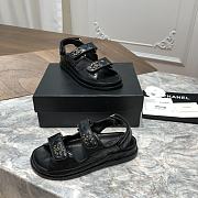Chanel sandals black lambskin with gold hardware - 4