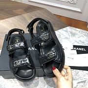 Chanel sandals black lambskin with gold hardware - 3