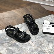 Chanel sandals black lambskin with gold hardware - 2