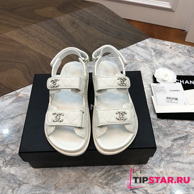 Chanel sandals white calfskin - 1