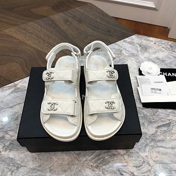 Chanel sandals white calfskin