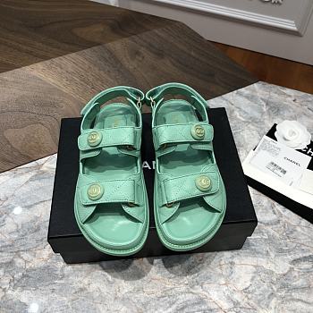 Chanel sandals green calfskin