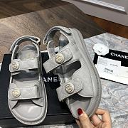 Chanel sandals grey calfskin - 5