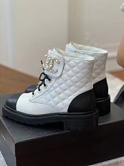 Chanel Lace-ups leather boots in white/black - 6