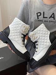 Chanel Lace-ups leather boots in white/black - 4