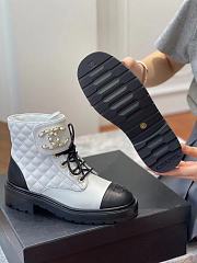 Chanel Lace-ups leather boots in white/black - 3