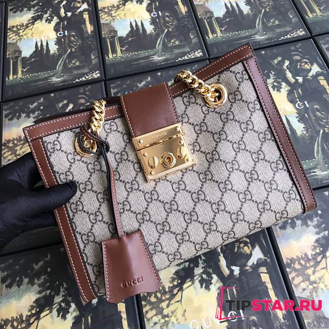 Gucci Padlock GG small shoulder bag in brown 498156 26cm - 1