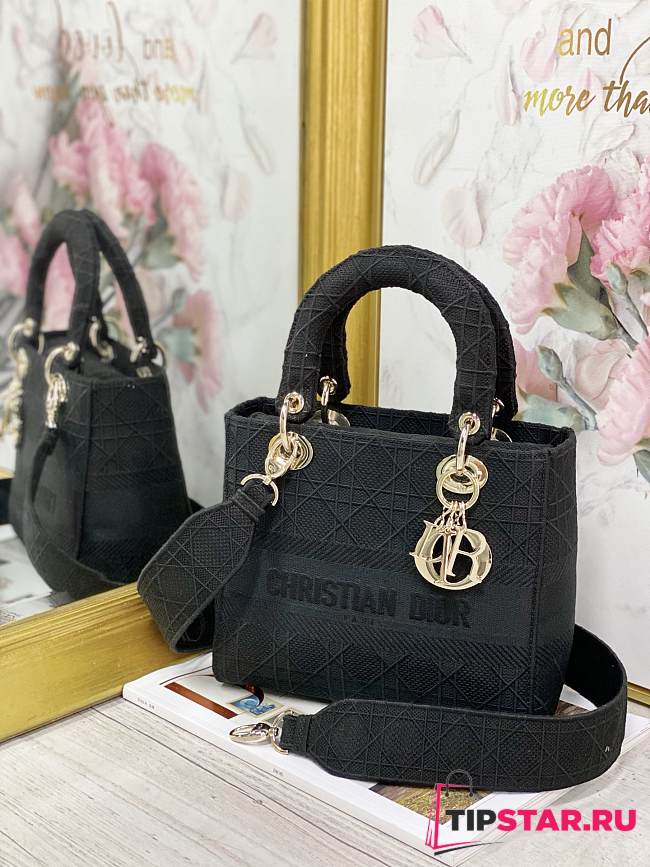 Dior medium Lady D-lite bag in black M0565 24cm - 1