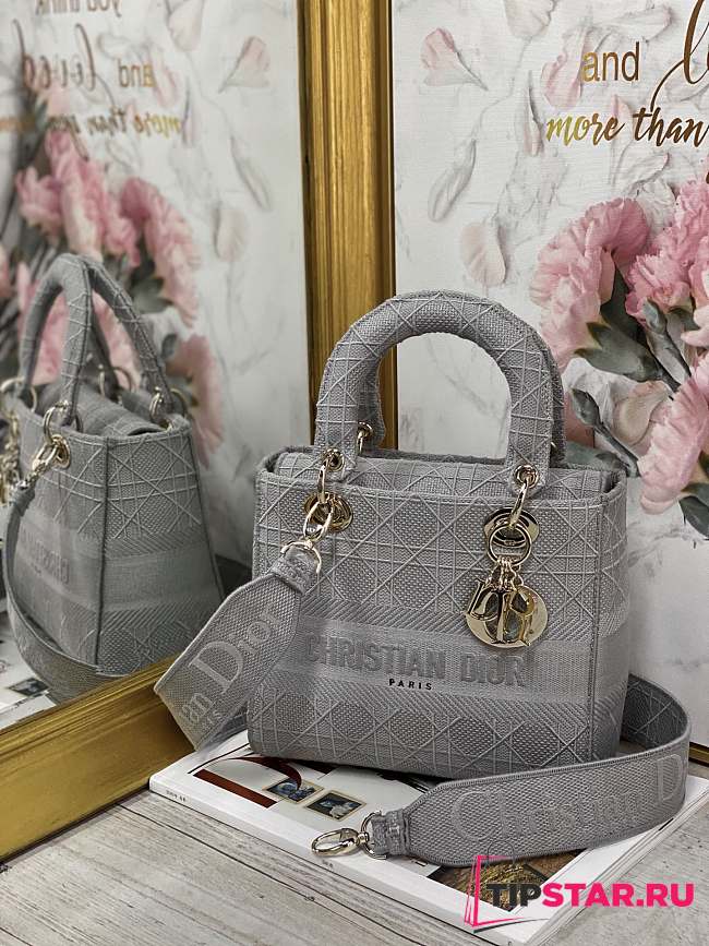 Dior medium Lady D-lite bag in grey M0565 24cm - 1