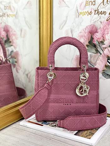 Dior medium Lady D-lite bag in pink M0565 24cm
