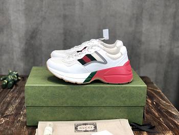 Gucci Rhyton sneaker green and red web in white leather