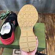 Gucci Rhyton sneaker green and red web in black leather - 2
