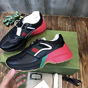 Gucci Rhyton sneaker green and red web in black leather - 5