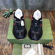 Gucci Rhyton sneaker green and red web in black leather - 6