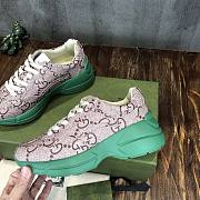 Gucci 100 Rhyton sneaker beige/ebony maxi GG supreme canvas and green sole - 4