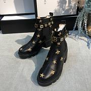 Gucci Embroidered leather ankle boot with belt - 1