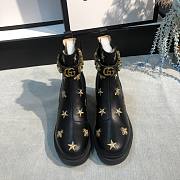 Gucci Embroidered leather ankle boot with belt - 4