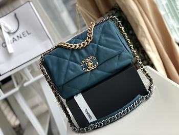 Chanel 19 handbag calfskin in blue 26cm
