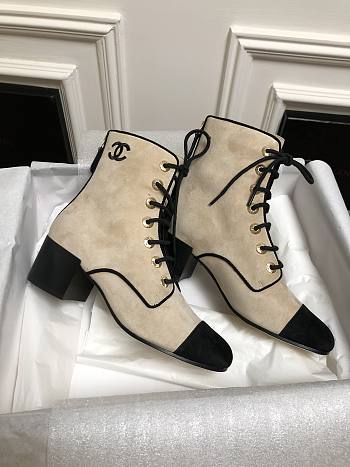 Chanel Ankle boots suede leather in beige