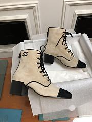 Chanel Ankle boots suede leather in beige - 4