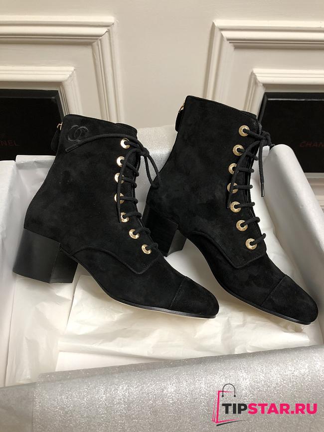 Chanel Ankle boots suede leather in black - 1