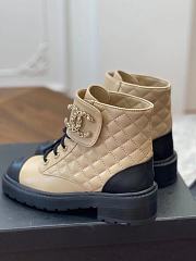 Chanel Lace-ups leather boots in beige/black - 2