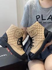 Chanel Lace-ups leather boots in beige/black - 5