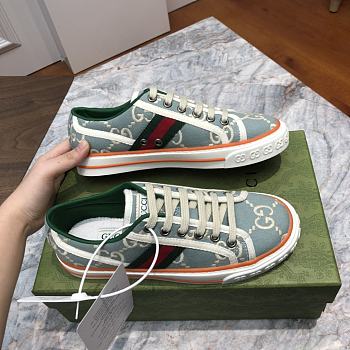 Gucci Tennis 1977 sneaker light blue and ivory GG stretch cotton