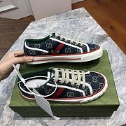 Gucci Tennis 1977 sneaker dark blue and ivory eco washed organic GG jacquard denim - 1