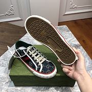 Gucci Tennis 1977 sneaker dark blue and ivory eco washed organic GG jacquard denim - 4