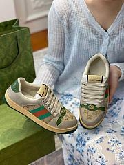 Gucci Screener leather sneaker green and orange web with vintage effect - 2
