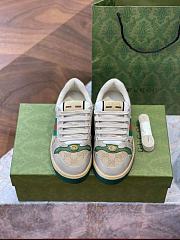 Gucci Screener leather sneaker green and orange web with vintage effect - 5