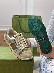 Gucci Screener leather sneaker green and orange web with vintage effect - 6