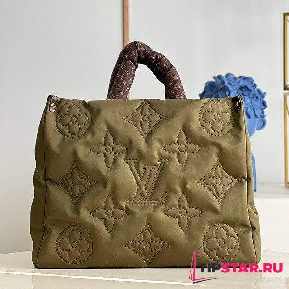LV OnTheGo GM embroidered with monogram pattern padded in khaki M59007 41cm - 1