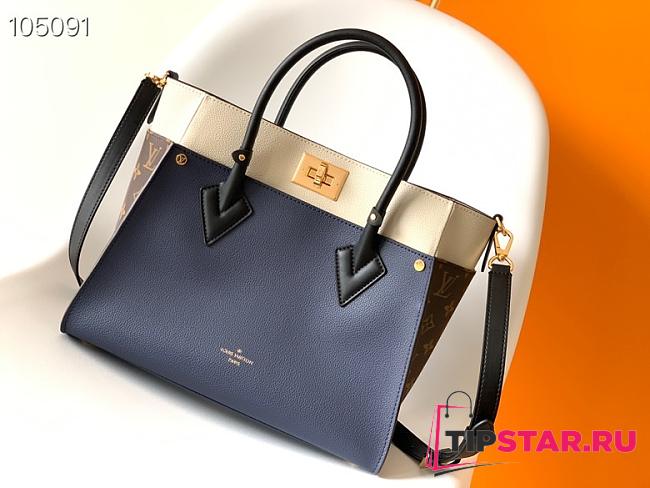 LV On My Side MM grained calf leather monogram canvas in blue M53823 30.5cm - 1