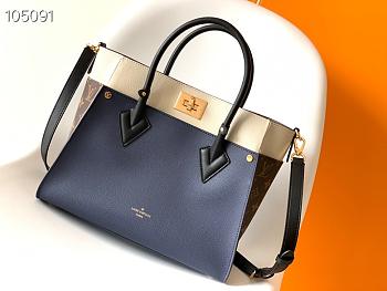 LV On My Side MM grained calf leather monogram canvas in blue M53823 30.5cm
