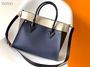 LV On My Side MM grained calf leather monogram canvas in blue M53823 30.5cm - 3