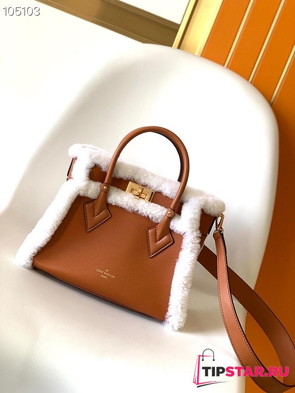 LV On My Side MM grained calf leather and shearling in caramel M58908 30.5cm - 1
