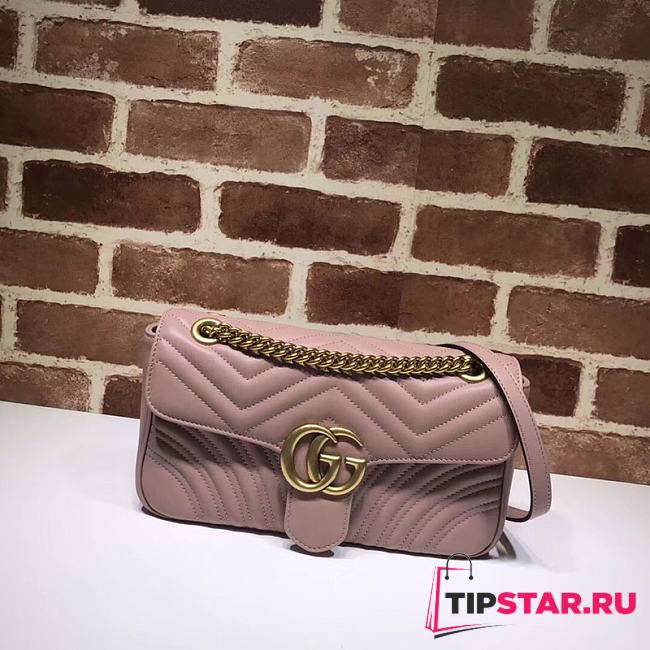 Gucci GG Marmont matelassé shoulder bag dusty pink 443497 26cm - 1