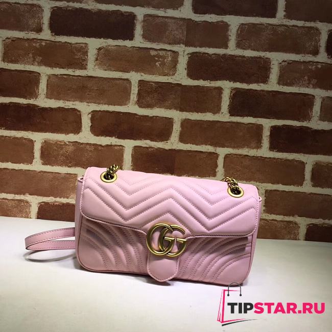 Gucci GG Marmont matelassé shoulder bag pink 443497 26cm - 1