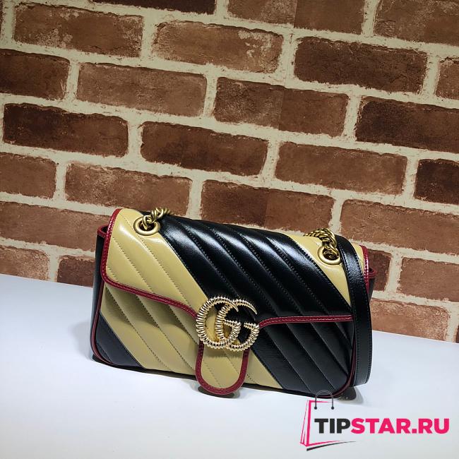 GUCCI GG Marmont matelassé shoulder bag black/yellow 443497 26cm - 1