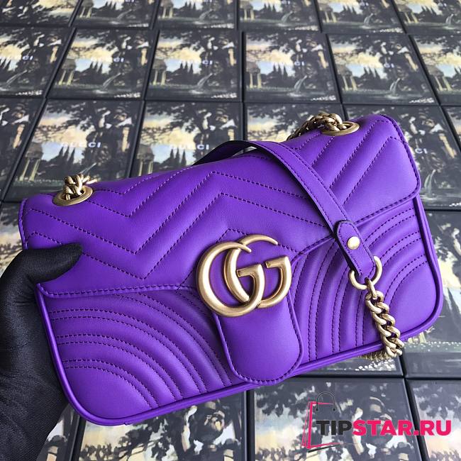 Gucci GG Marmont matelassé shoulder bag purple 443497 26cm - 1