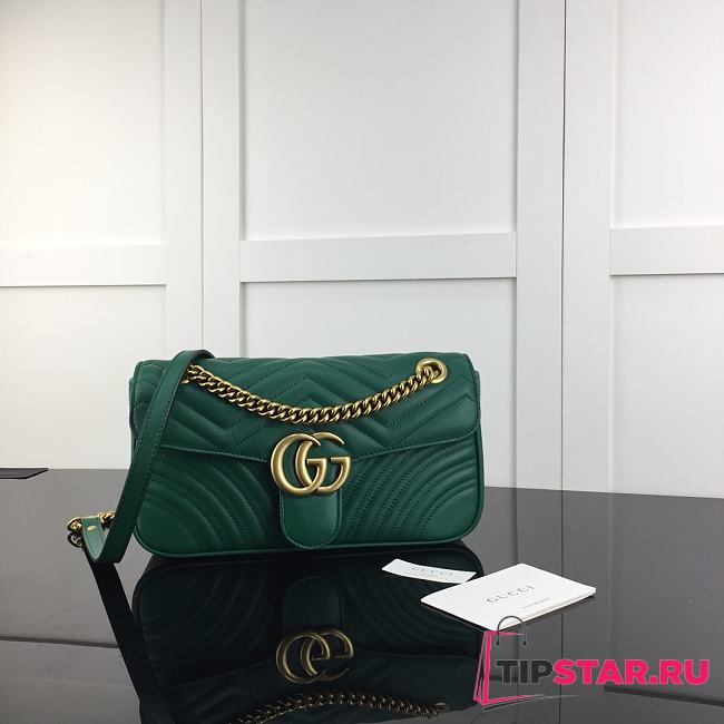 Gucci GG Marmont matelassé shoulder bag dusty green 443497 26cm - 1