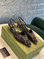 Gucci 100 sling back pump‎ black GG flower jacquard 677994 UMB60 9660 - 1