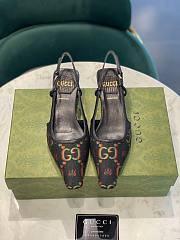 Gucci 100 sling back pump‎ black GG flower jacquard 677994 UMB60 9660 - 3