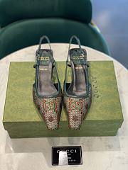 Gucci 100 sling back pump‎ grey and green GG flower jacquard 677994 UMB60 9660 - 6