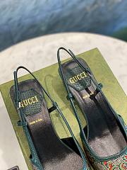Gucci 100 sling back pump‎ grey and green GG flower jacquard 677994 UMB60 9660 - 5